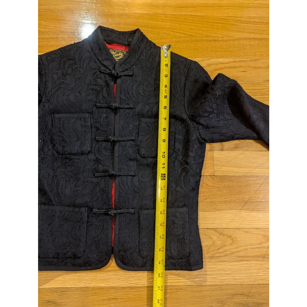 Lucky Brand Mandarin Collar Black Lace Jacket Small blazer Asian inspired - Picture 9 of 10